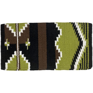 Sierra Wool Saddle Blanket, 33"x34", Black/Green/Brown