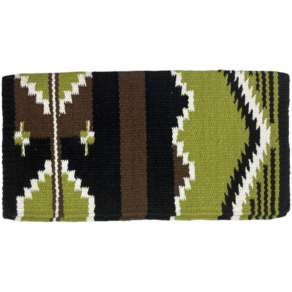 Sierra Wool Saddle Blanket, 33"x34", Black/Green/Brown