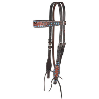 Circle Y Bronco Blue Texas Flower Browband Headstall