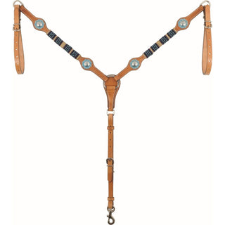 Country Legend Rawhide & Turquoise Beads Breast Collar, Golden