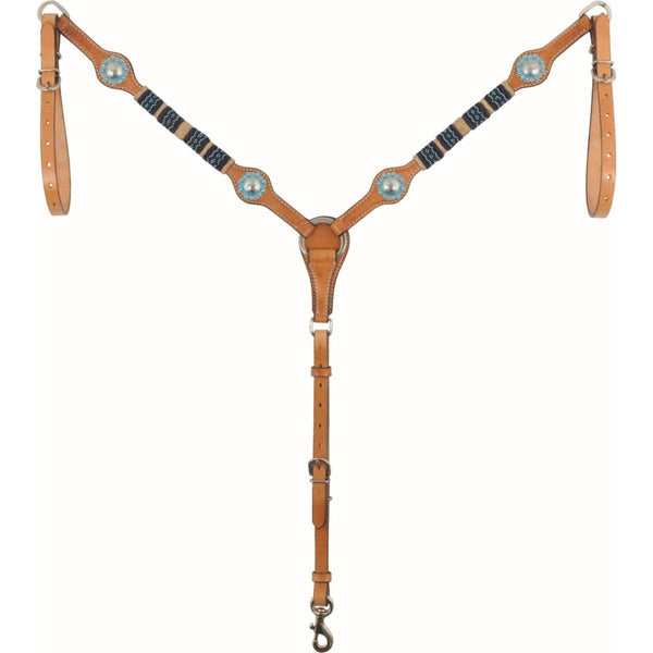 Country Legend Rawhide & Turquoise Beads Breast Collar, Golden