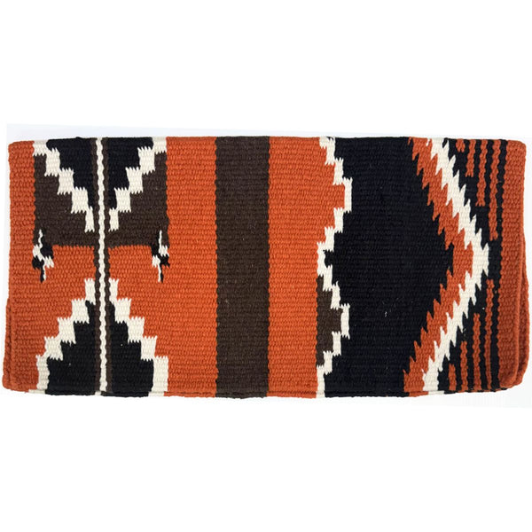 Sierra Wool Saddle Blanket, 33"x34", Orange/Brown