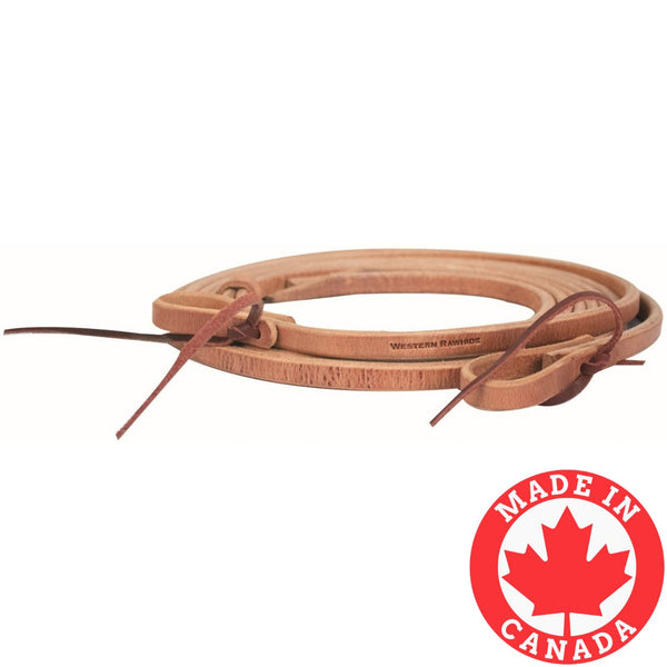 Western Rawhide Harness Leather Reins with Water Loops, 5/8" x 8'