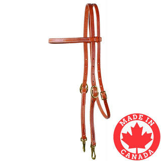 Western Rawhide Signature Browband Headstall with Snaps, Harness Leather