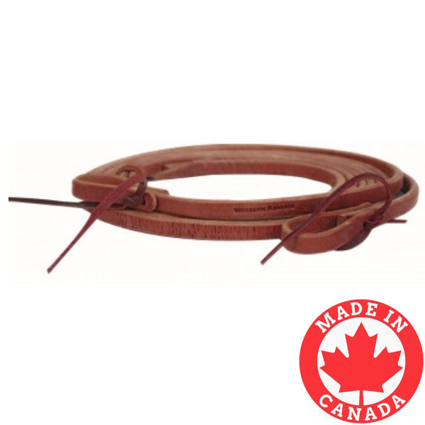 Western Rawhide Chestnut Leather Reins with Water Loops, 5/8" x 7'