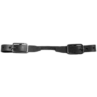 Rolled Leather Curb Strap, Black