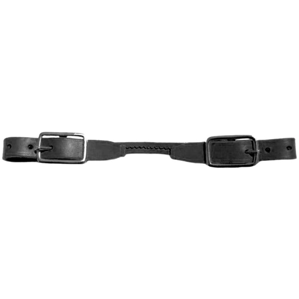 Rolled Leather Curb Strap, Black
