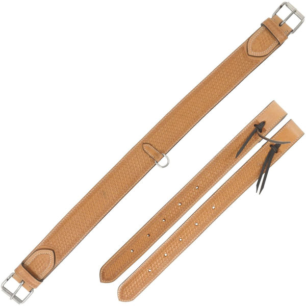 Country Legend Basket Tooled Back Cinch with Billets, Golden