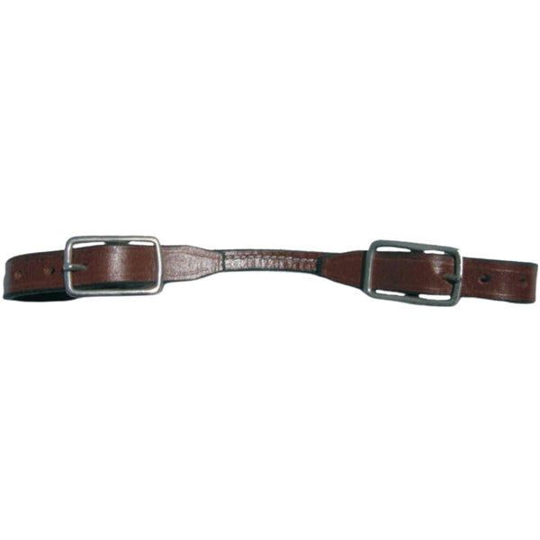 Rolled Leather Curb Strap, Chocolate