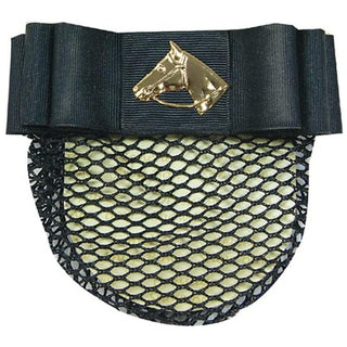 Intrepid International Bow Hair Net, Black with Horse Charm