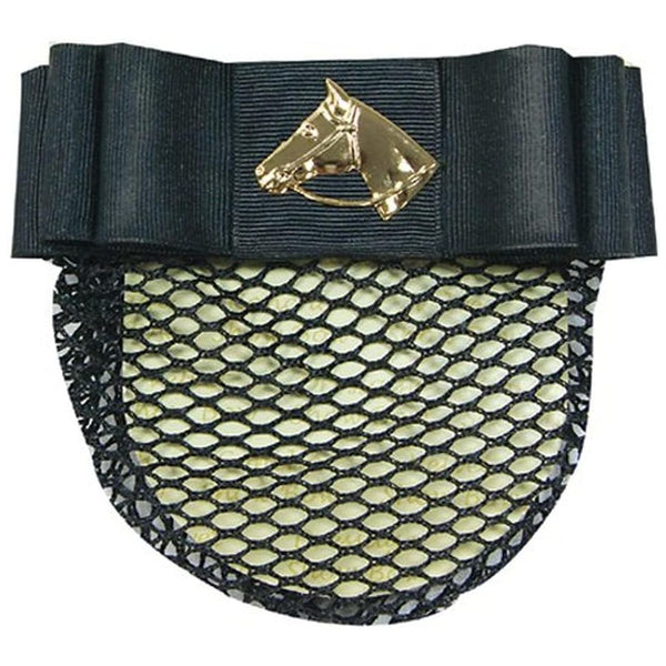 Intrepid International Bow Hair Net, Black with Horse Charm