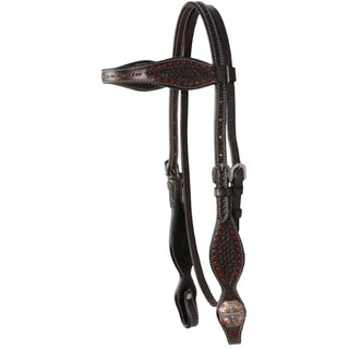 Sierra Flower & Stitch Browband Headstall, Dark Oil