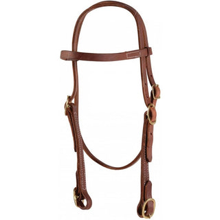 Western Rawhide Browband Headstall With Buckles, Oiled Harness Leather