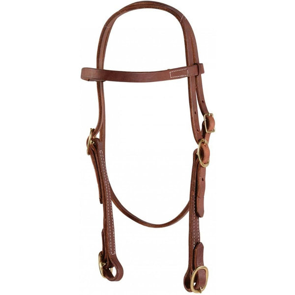 Western Rawhide Browband Headstall With Buckles, Oiled Harness Leather
