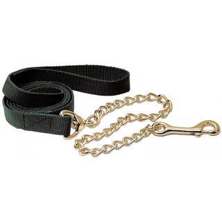 Flat Nylon Lead With Chain, Black