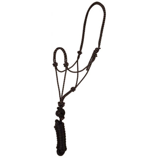 Mustang Mountain Rope Halter with Lead, Black/White