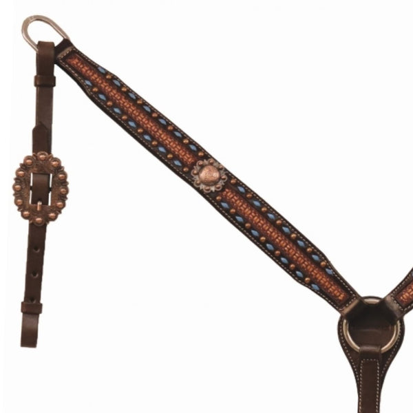 Country Legend Copper Cactus Breastcollar, Blue Lace