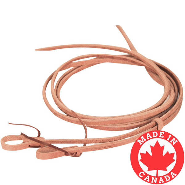 Western Rawhide Harness Leather Reins with Water Loops and Heavy Ends, 1/2" x 7'