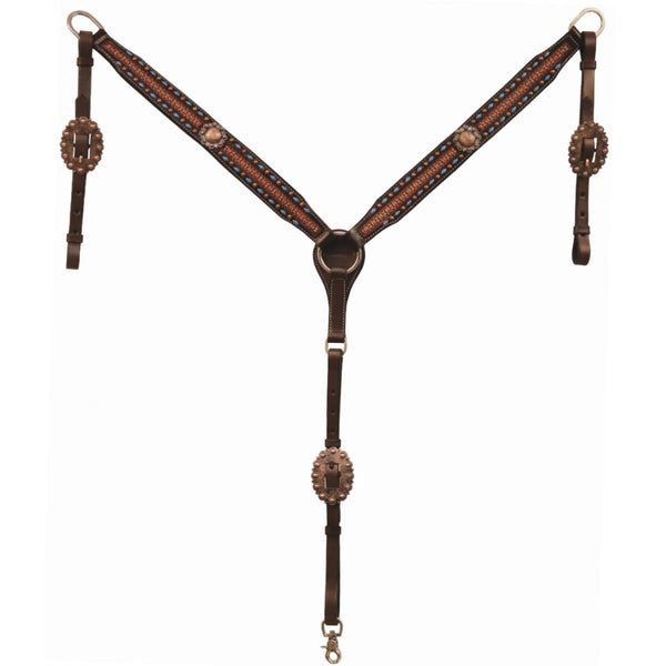 Country Legend Copper Cactus Breastcollar, Blue Lace