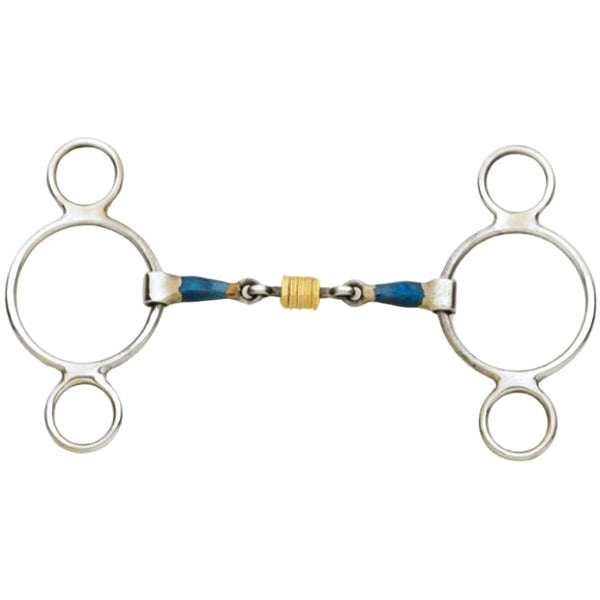 Centaur Brass Roller 2-Ring Gag Bit, 5 1/4"