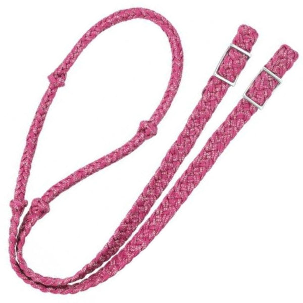 Knotted Reflective Cord Barrel Reins, Pink
