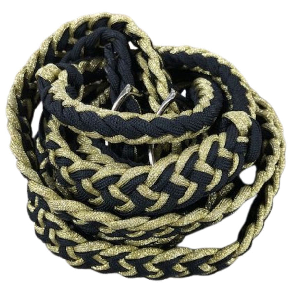 Knotted Reflective Cord Barrel Reins, Black/Gold