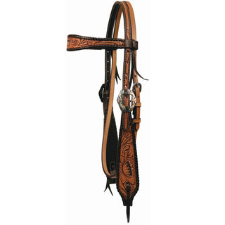 Country Legend Sunflower Browband Headstall, Golden with Brown Lace