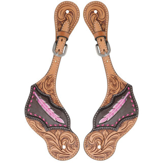 Country Legend Pink Feather Spur Straps, Ladies Size