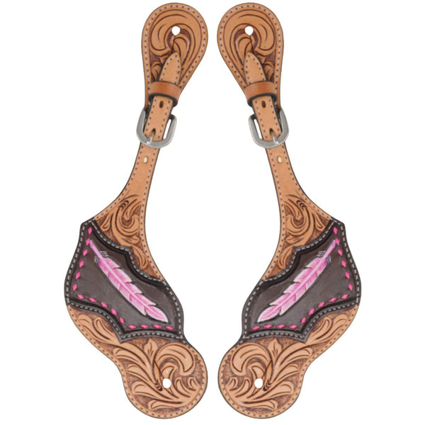 Country Legend Pink Feather Spur Straps, Ladies Size