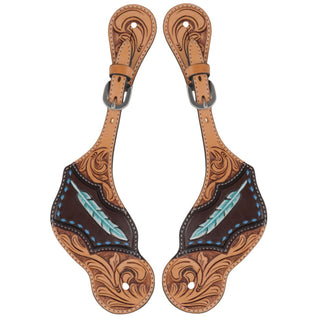 Country Legend Turquoise Feather Spur Straps, Ladies Size