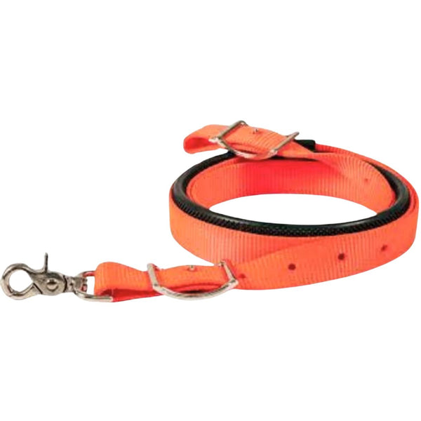 Mustang Nylon Contest Rein with Rubber Grip, Orange