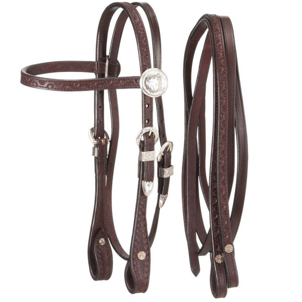 King Series Silver Browband Headstall with Reins, Miniature Size