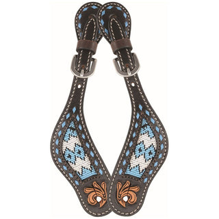 Country Legend Turquoise 2-Tone Bead Inlay Spur Straps, Ladies Size