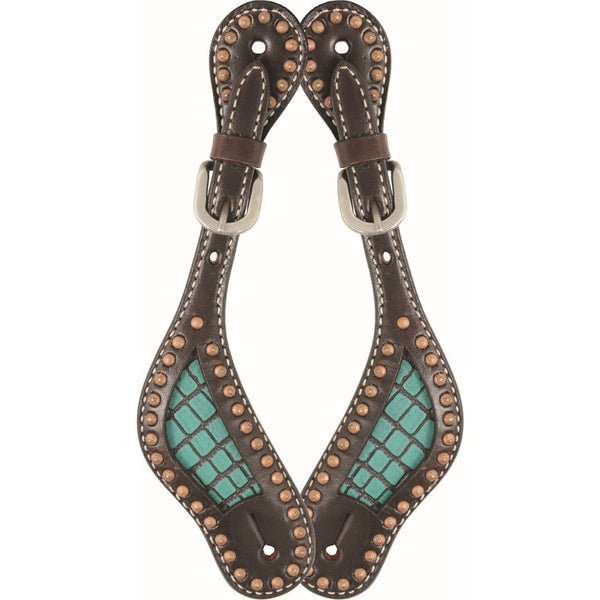 Country Legend Turquoise Gator Spur Straps, Ladies