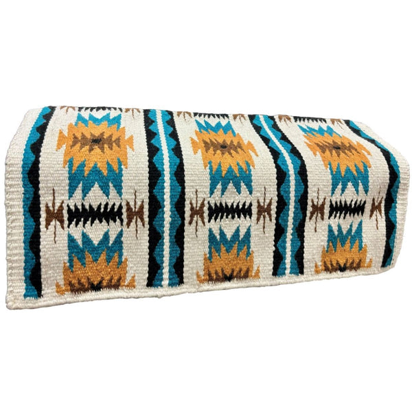 Country Legend Western Saddle Blanket, Cream/Turquoise