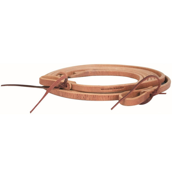 Western Rawhide Harness Leather Reins with Water Loops, 1" x 7'