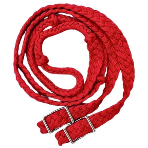 Braided Barrel Reins, Red