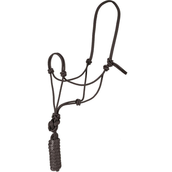 Mustang Mountain Rope Halter with Lead, Black