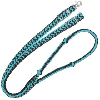 1D Saddlery Knotted Cord Gaming Reins, Black/Turquoise