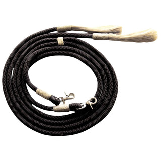 Sierra Nylon Split Rein With Rawhide, Black
