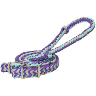 1D Saddlery Nylon Barrel Reins, Purple/Grey/Mint Sparkle