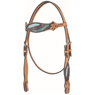 Country Legend Gator & Feathers Browband Headstall, Turquoise