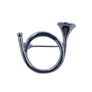 Exselle Equestrian Hunting Horn Pin, Platinum Plated