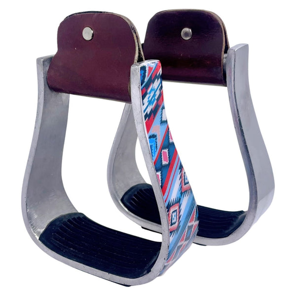 True North Aluminum Red/Blue Aztec Stirrups