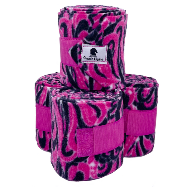 Classic Equine Polo Wraps, Fuchsia Waves