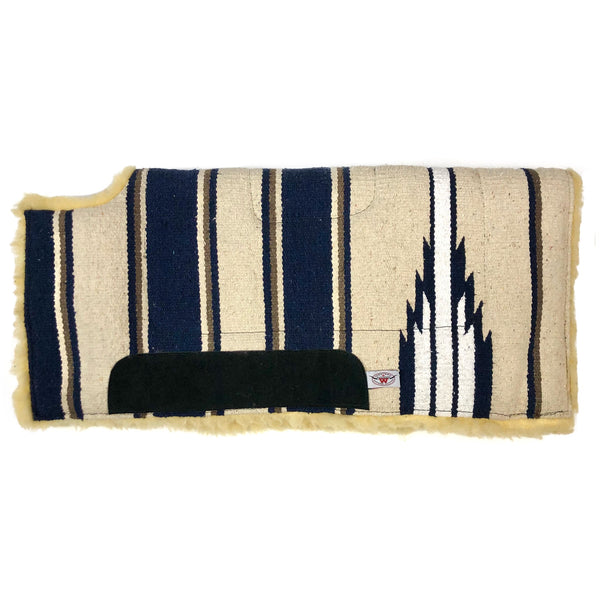 Country Legend Navajo Felt Lined Wool Pad with Wither Cutout, Navy/Beige