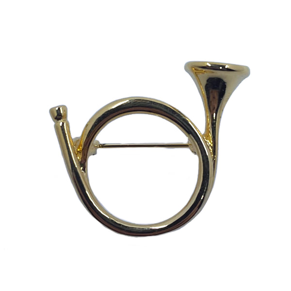 Exselle Equestrian Hunting Horn Pin, Gold Plated