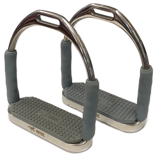 Intec Stainless Steel 6 Way Stirrup Irons /w Carry Bag & Metal Treads